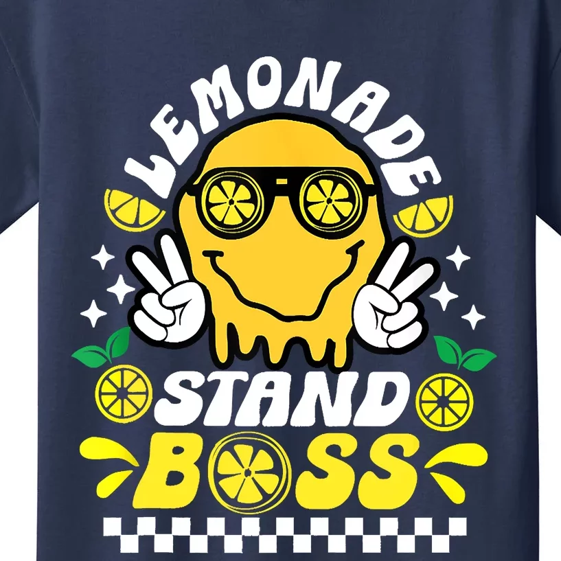 Lemonade Stand Boss Retro Groovy Juice Summer Activity Kids T-Shirt