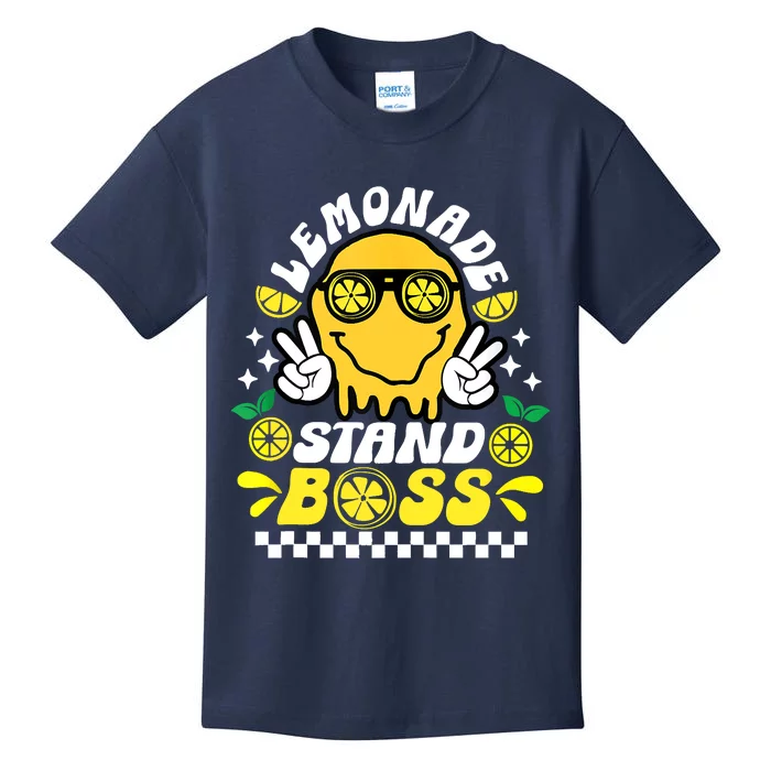 Lemonade Stand Boss Retro Groovy Juice Summer Activity Kids T-Shirt