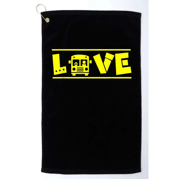 Love School Bus Driver Typography Gift For Busdriver Platinum Collection Golf Towel