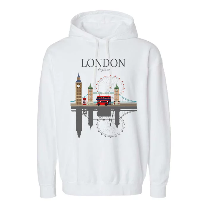 London Souvenir City Vintage British Uk Garment-Dyed Fleece Hoodie