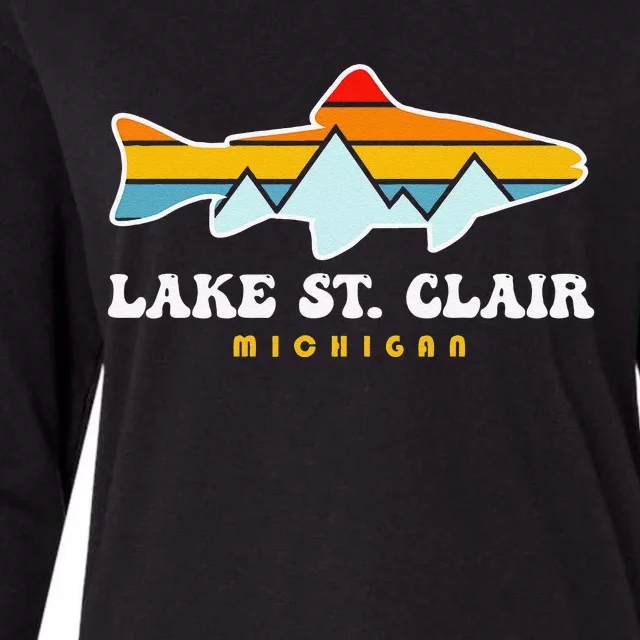 Lake St. Clair Fishing Michigan Fish Womens Cotton Relaxed Long Sleeve T-Shirt