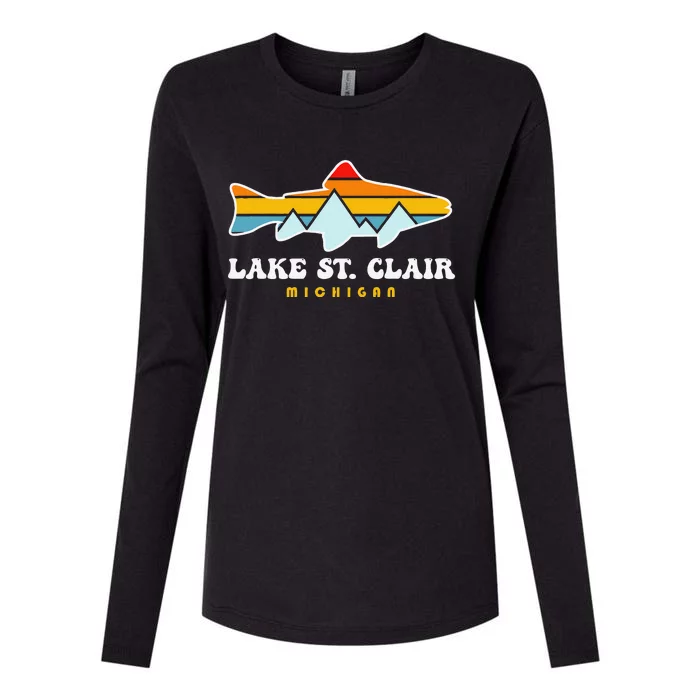 Lake St. Clair Fishing Michigan Fish Womens Cotton Relaxed Long Sleeve T-Shirt