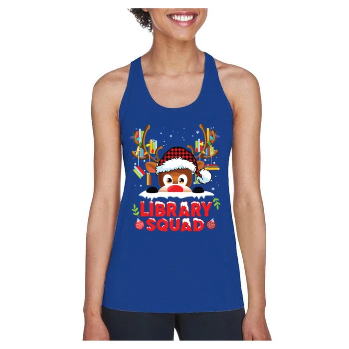 Library Squad Christmas Reindeer Librarian Book Women Girls Women's Racerback Tank