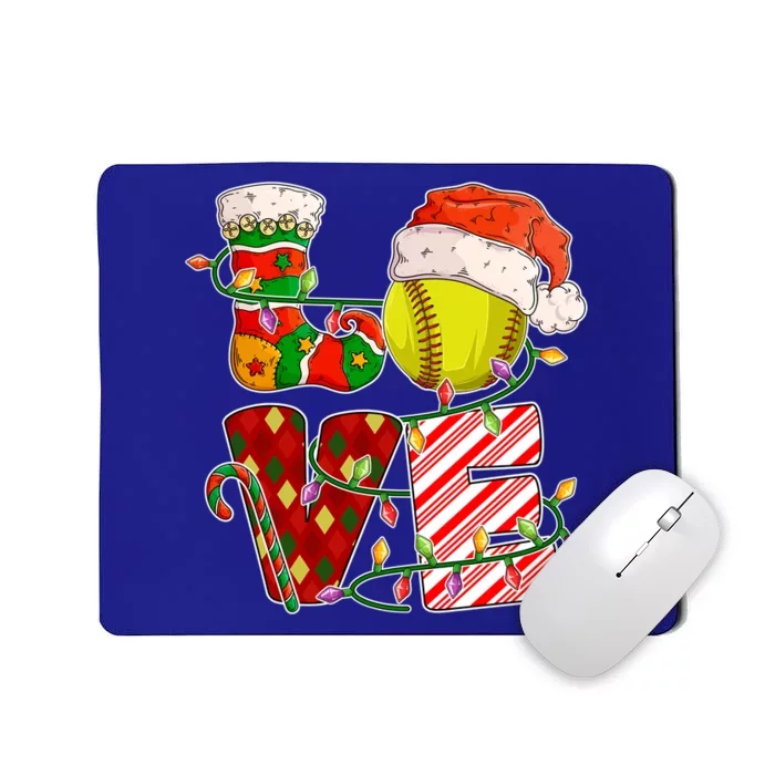 Love Softball Christmas Softball Player Xmas Party Gift Mousepad