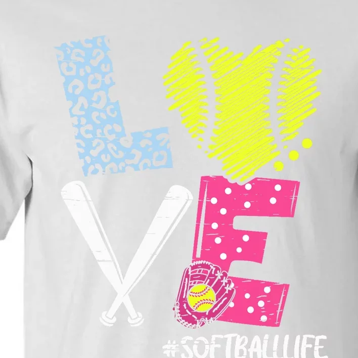 Love Softball Coach Player Softball Life Teen Girl Wo Tall T-Shirt