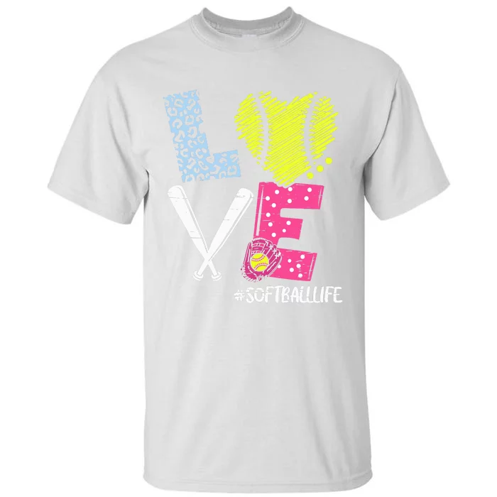 Love Softball Coach Player Softball Life Teen Girl Wo Tall T-Shirt