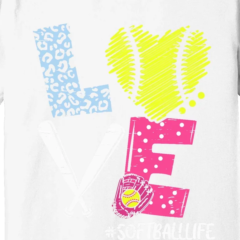 Love Softball Coach Player Softball Life Teen Girl Wo Premium T-Shirt