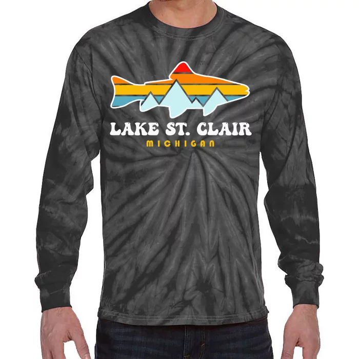 Lake St. Clair Fishing Michigan Fish Tie-Dye Long Sleeve Shirt