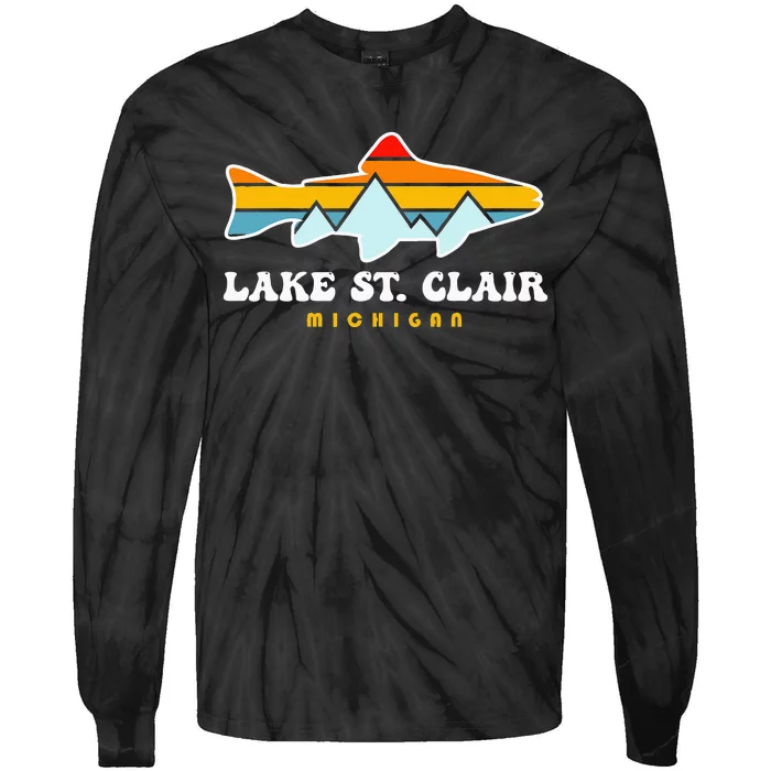 Lake St. Clair Fishing Michigan Fish Tie-Dye Long Sleeve Shirt