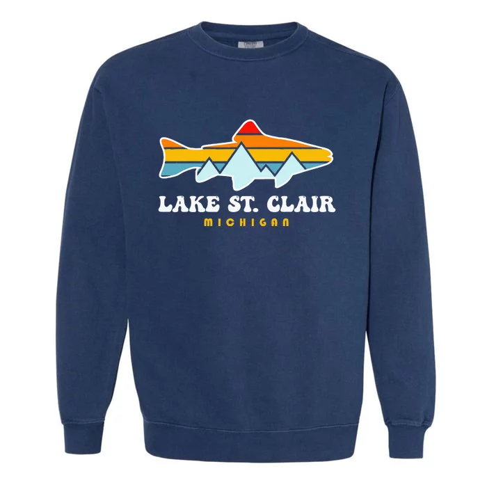 Lake St. Clair Fishing Michigan Fish Garment-Dyed Sweatshirt