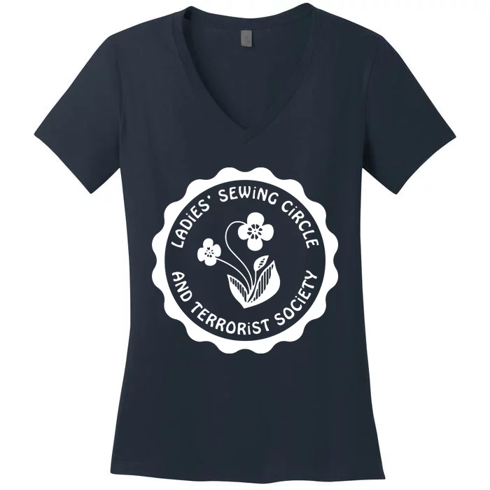 Ladies Sewing Circle And Terrorist Society Tee Premium Women's V-Neck T-Shirt