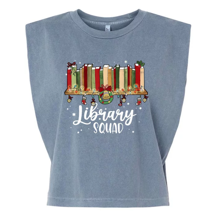 Library Squad Christmas Vintage Book Lovers Garment-Dyed Women's Muscle Tee