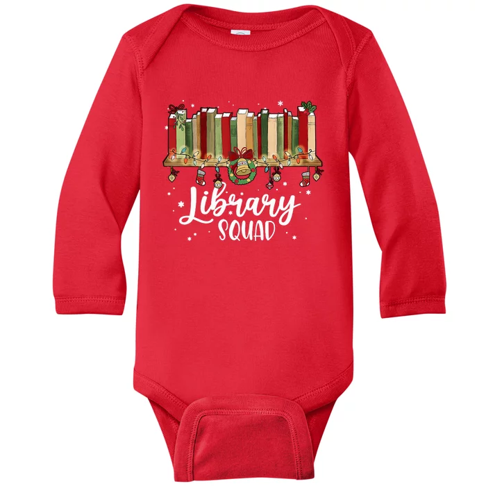 Library Squad Christmas Vintage Book Lovers Baby Long Sleeve Bodysuit