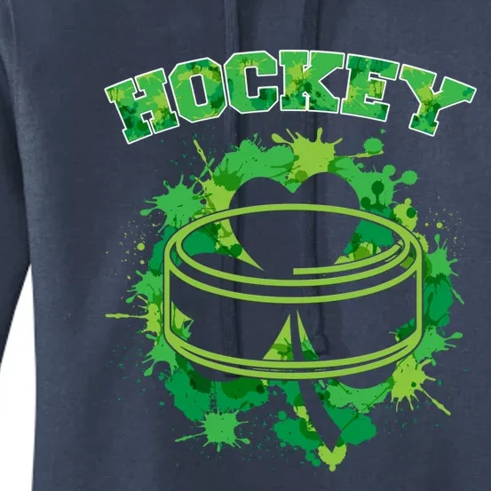 Lucky Shamrock Clover Hockey Happy St Patrick's Day Funny Gift Cute Gift Women's Pullover Hoodie