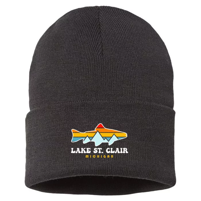 Lake St. Clair Fishing Michigan Fish Sustainable Knit Beanie