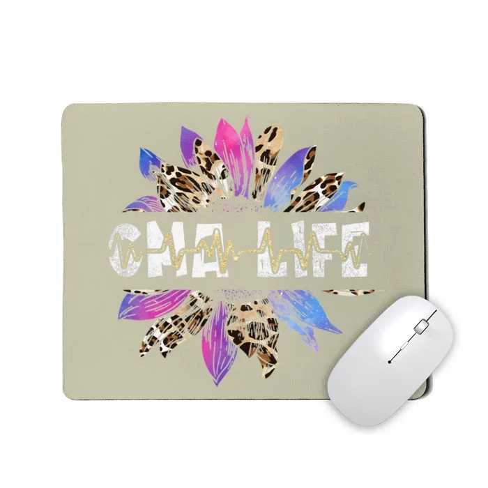 Leopard Sunflower CMA Life Nursing Stethoscope Nurse Day Mousepad