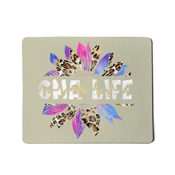 Leopard Sunflower CMA Life Nursing Stethoscope Nurse Day Mousepad