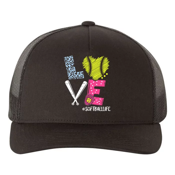 Love Softball Coach Player Softball Life Yupoong Adult 5-Panel Trucker Hat