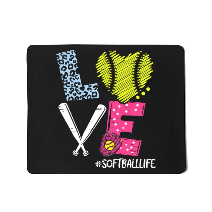 Love Softball Coach Player Softball Life Mousepad