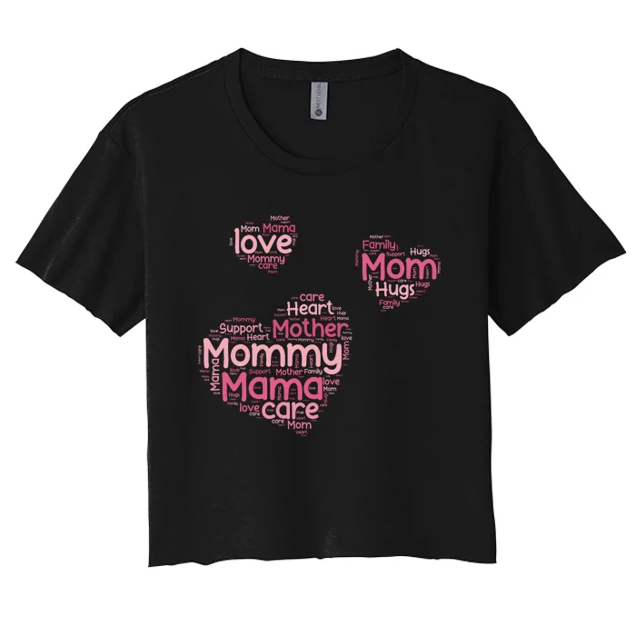 Love Shape Cloud Mother's Day Women's Crop Top Tee