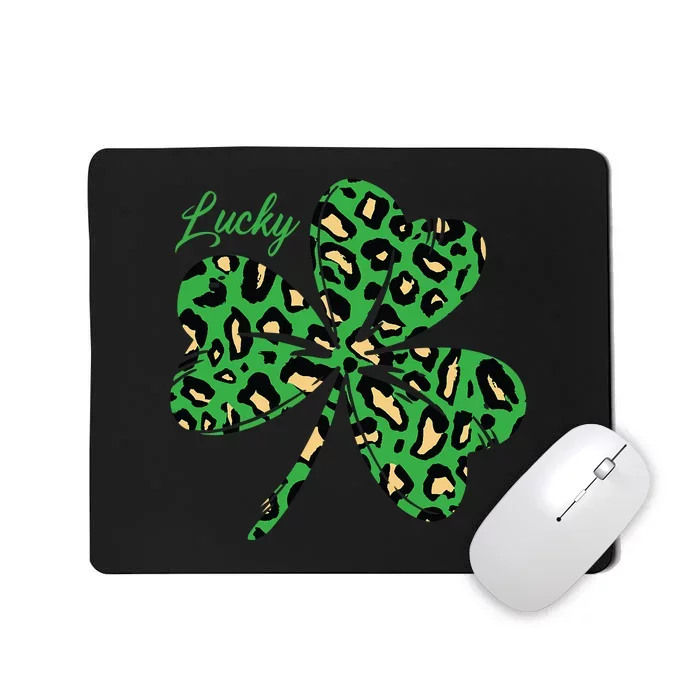 Lucky Shamrock Cheetah Pattern St Patricks Day Mousepad