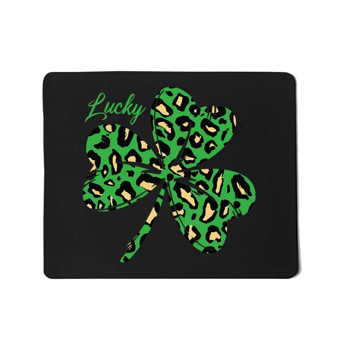 Lucky Shamrock Cheetah Pattern St Patricks Day Mousepad