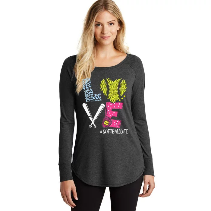 Love Softball Coach Player Softball Life Teen Women's Perfect Tri Tunic Long Sleeve Shirt