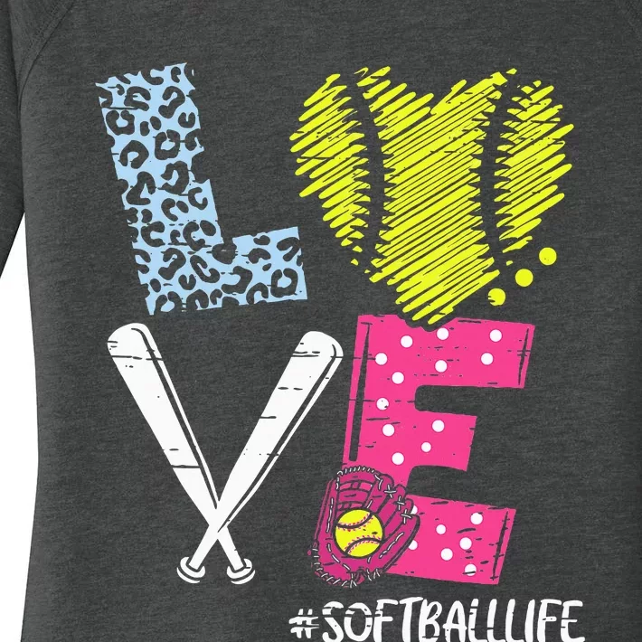 Love Softball Coach Player Softball Life Teen Women's Perfect Tri Tunic Long Sleeve Shirt