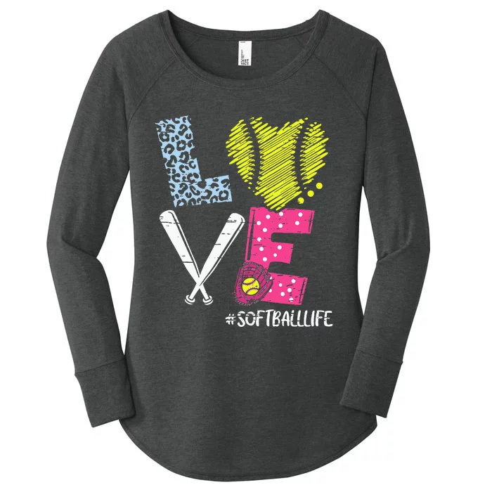 Love Softball Coach Player Softball Life Teen Women's Perfect Tri Tunic Long Sleeve Shirt