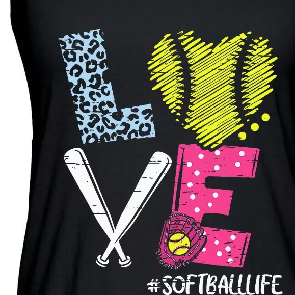 Love Softball Coach Player Softball Life Teen Ladies Essential Flowy Tank