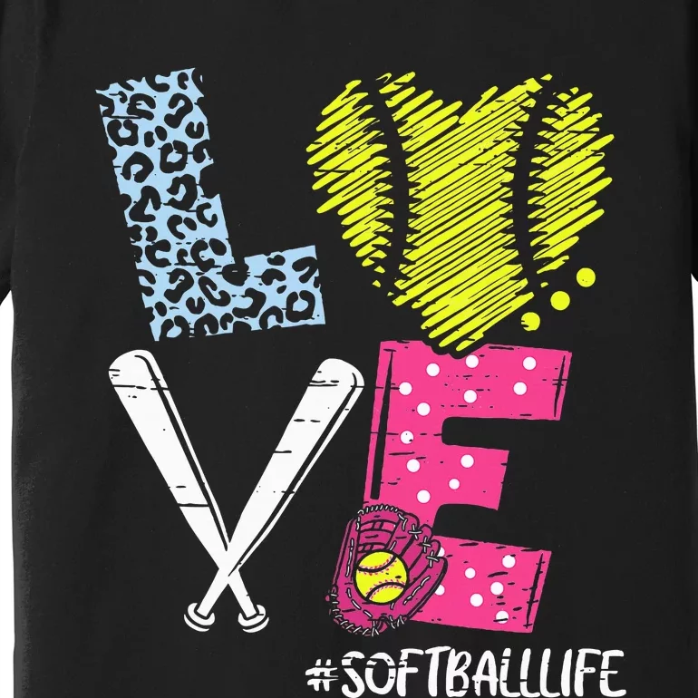 Love Softball Coach Player Softball Life Teen Premium T-Shirt