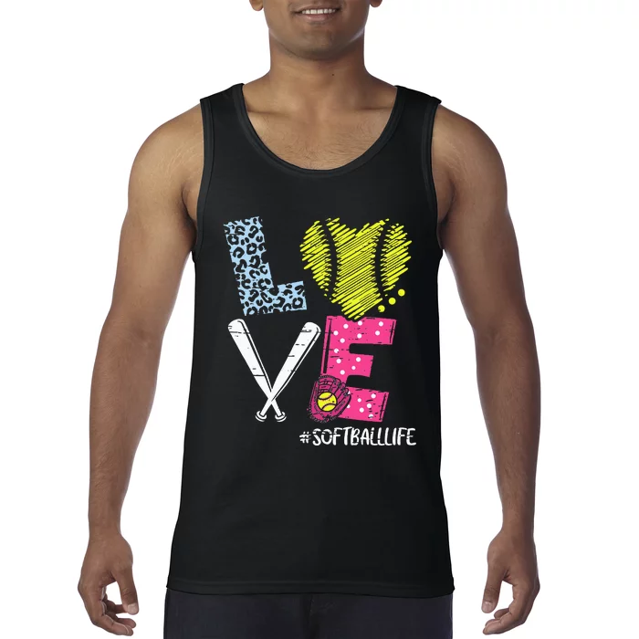 Love Softball Coach Player Softball Life Teen Tank Top