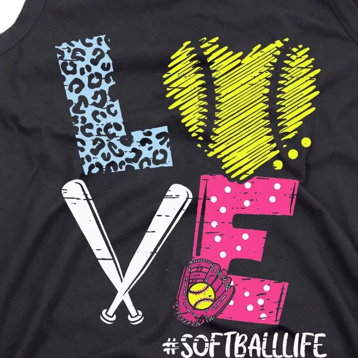 Love Softball Coach Player Softball Life Teen Tank Top