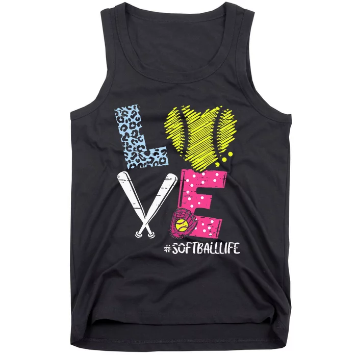 Love Softball Coach Player Softball Life Teen Tank Top