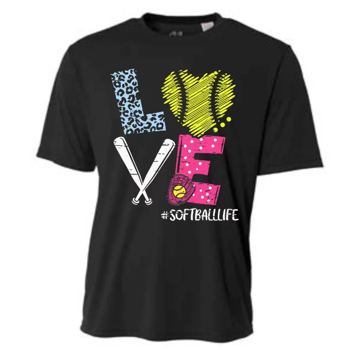 Love Softball Coach Player Softball Life Cooling Performance Crew T-Shirt