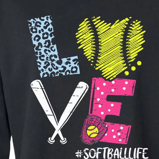 Love Softball Coach Player Softball Life Cropped Pullover Crew