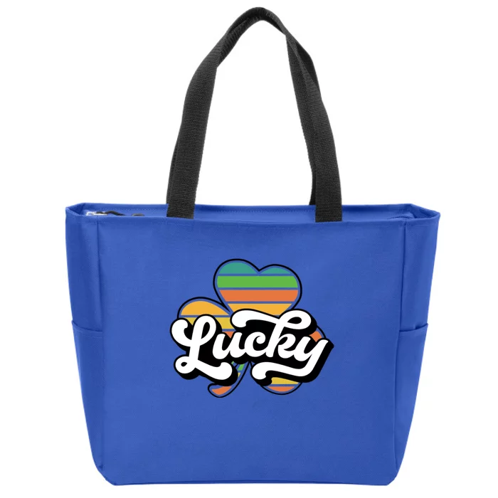 Lucky Sign Clover Leaf St Patricks Day Zip Tote Bag