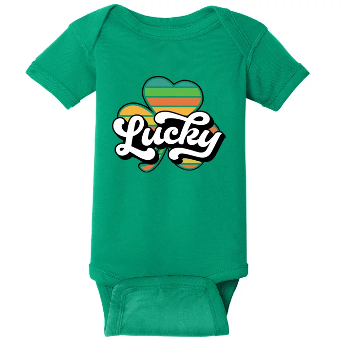 Lucky Sign Clover Leaf St Patricks Day Baby Bodysuit