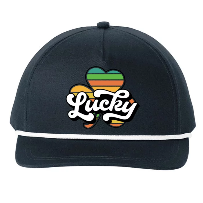 Lucky Sign Clover Leaf St Patricks Day Snapback Five-Panel Rope Hat