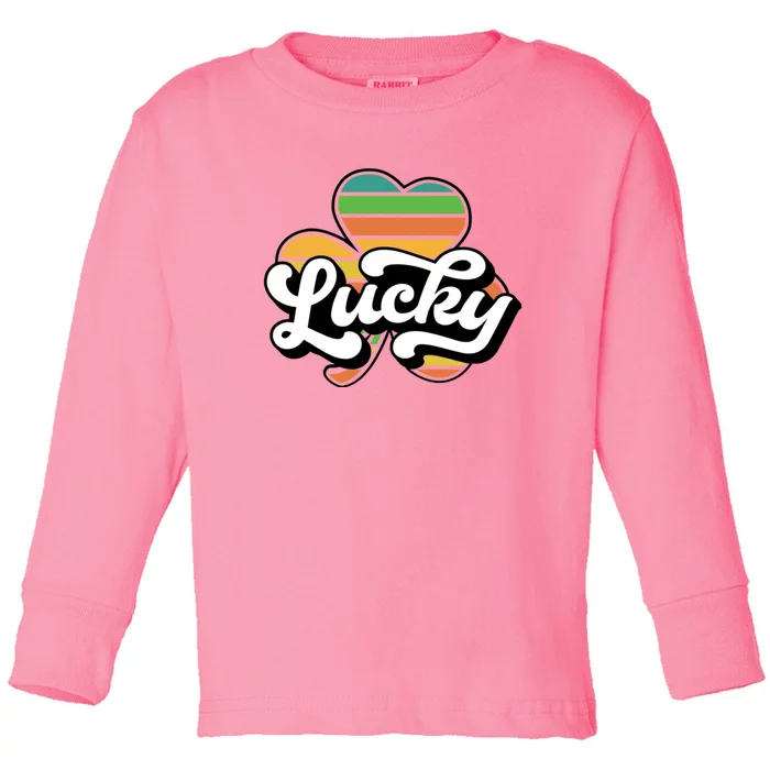 Lucky Sign Clover Leaf St Patricks Day Toddler Long Sleeve Shirt