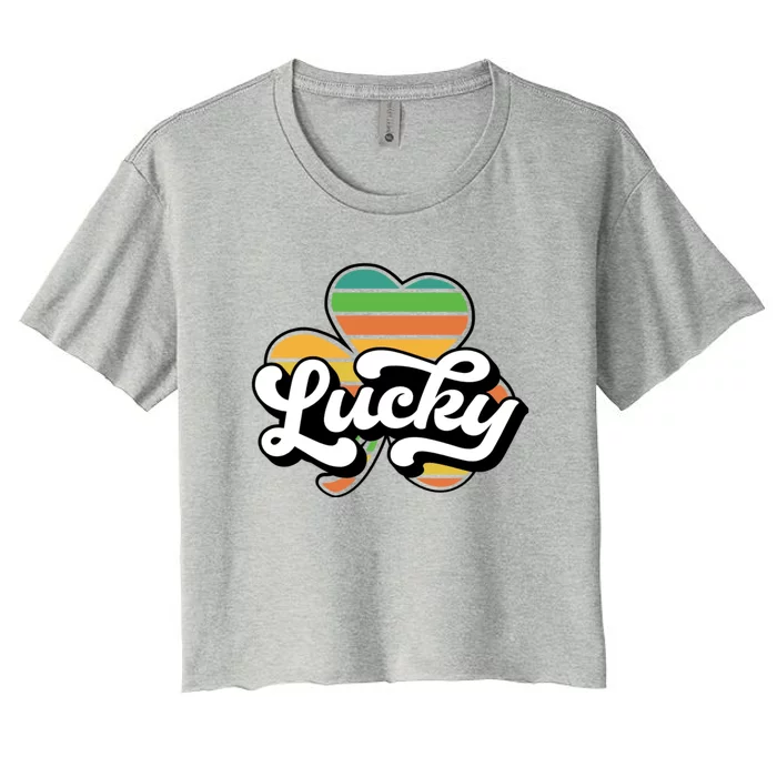 Lucky Sign Clover Leaf St Patricks Day Women's Crop Top Tee