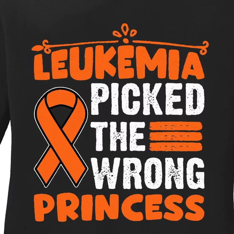 Leukemia Survivor Childhood Leukemia Cancer Orange Ribbon Ladies Long Sleeve Shirt