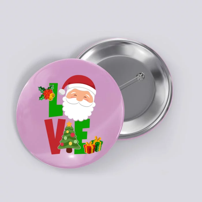 Love Santa Claus Christmas Holiday Cute Button