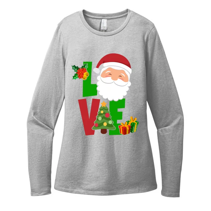 Love Santa Claus Christmas Holiday Cute Womens CVC Long Sleeve Shirt