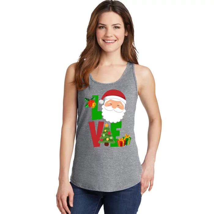 Love Santa Claus Christmas Holiday Cute Ladies Essential Tank