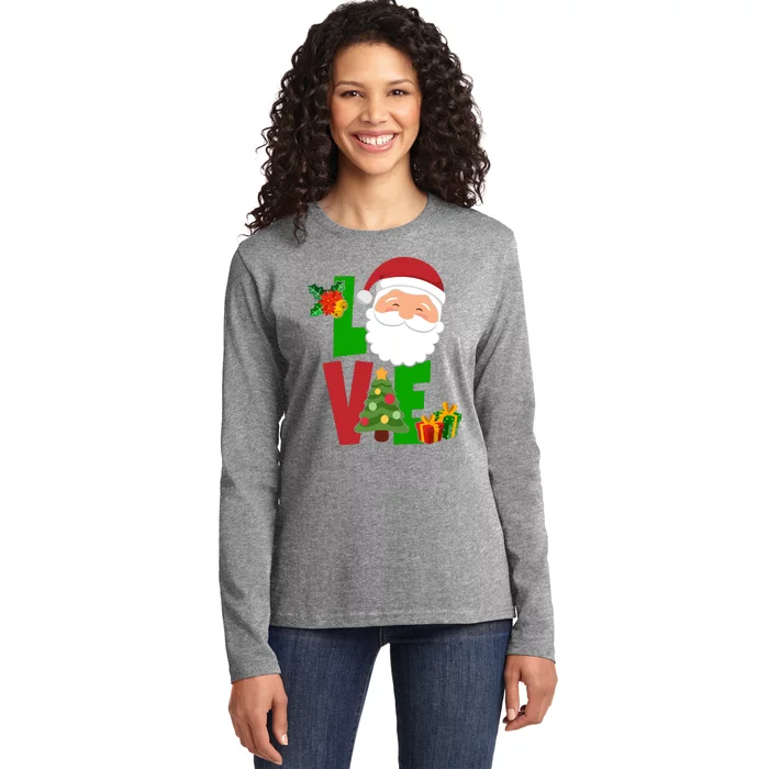 Love Santa Claus Christmas Holiday Cute Ladies Long Sleeve Shirt