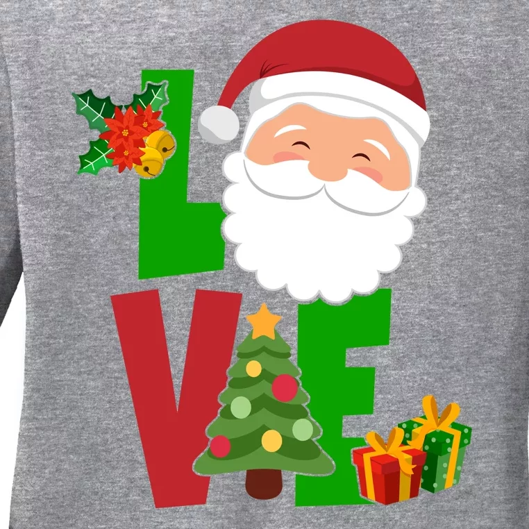 Love Santa Claus Christmas Holiday Cute Ladies Long Sleeve Shirt