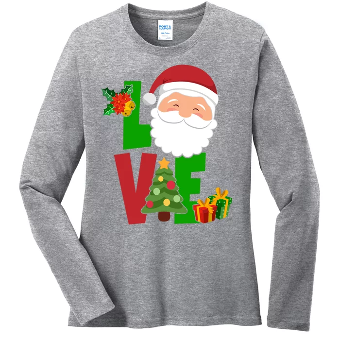 Love Santa Claus Christmas Holiday Cute Ladies Long Sleeve Shirt