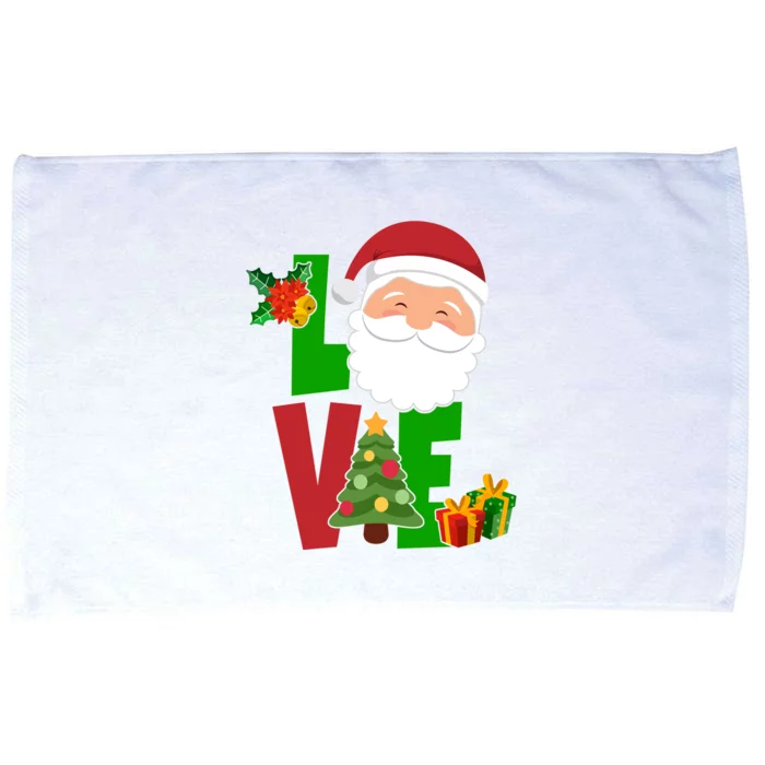 Love Santa Claus Christmas Holiday Cute Microfiber Hand Towel