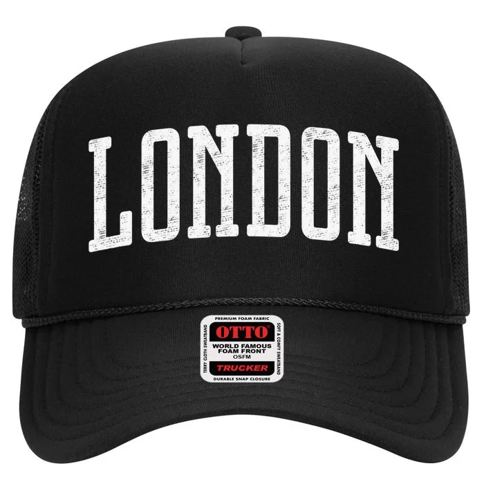 London Souvenir City Vintage British UK  Gift High Crown Mesh Trucker Hat